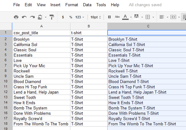 Merging Columns in Google Docs