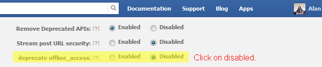 Set deprecate offline_access to disabled