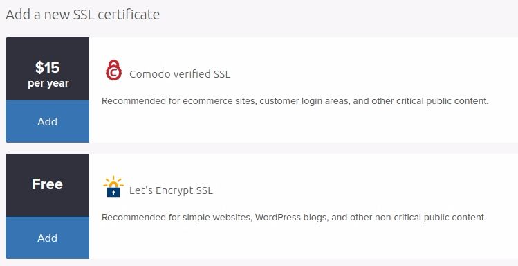 Add a new SSL certificate